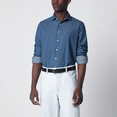 Xacus Tailor Fit Denim Shirt Blue