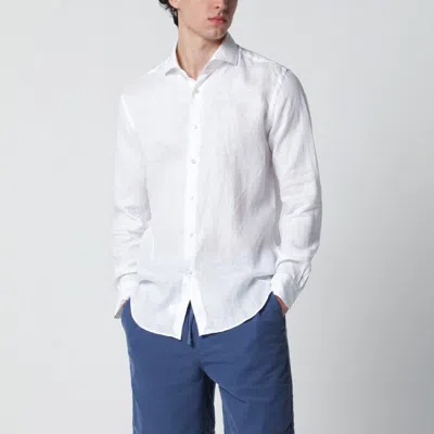Xacus Long-sleeved Linen Shirt In White