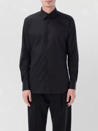 Xacus Tailor Fit Stretch Cotton Long Sleeve Shirt In Black