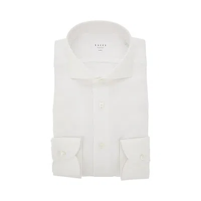 Xacus Tailor Fit 'travel' Cotton And Linen Shirt In White