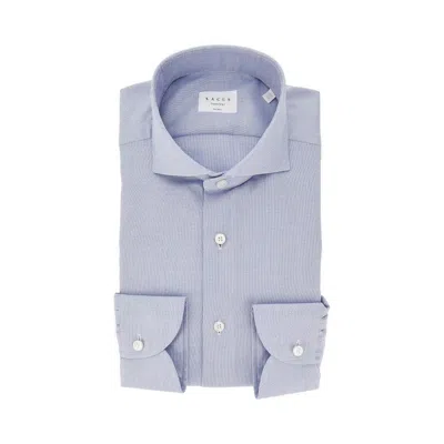 Xacus Tailor Fit 'travel' Cotton Shirt In Blue