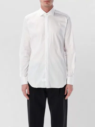 XACUS TAILORED COTTON POPLIN SHIRT CURVED HEM
