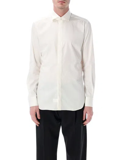 Xacus Tailored Fit French Collar Dress Shirt In Beige
