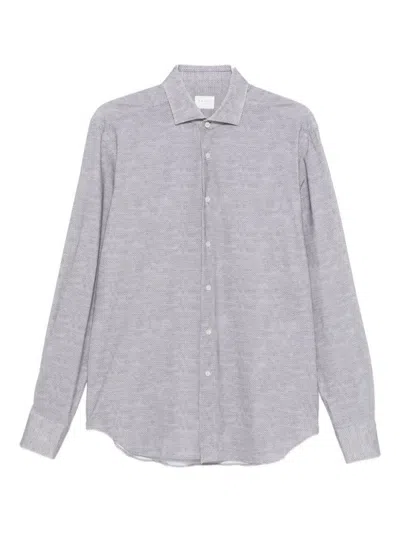 XACUS TAILORED GREY SHIRT WITH TEXTURED PATTERN