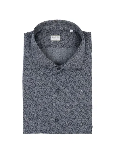 Xacus Tailor-fit Floral-print Shirt In Blue