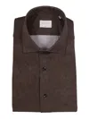 Xacus Textured Brown Casual Shirt With Classic Collar In Brown