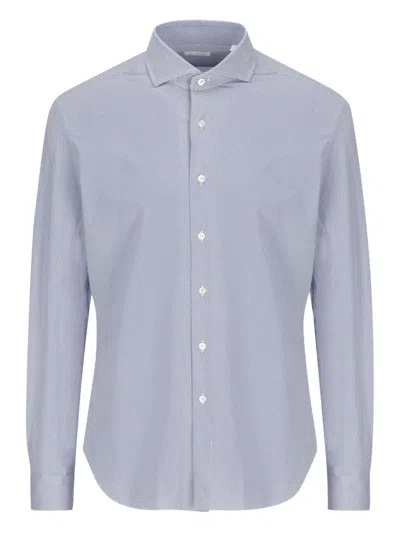 Xacus Textured Button-down Shirt In Blue
