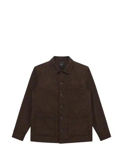 Xacus Textured Wool Overshirt In Brown