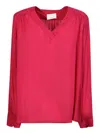 Xacus V-neck Viscose Blouse In Fuchsia