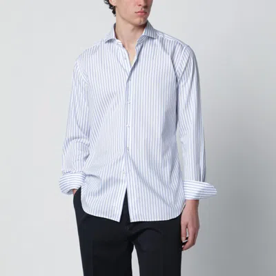 Xacus Travel Tailor Fit Shirt White Striped In Blue