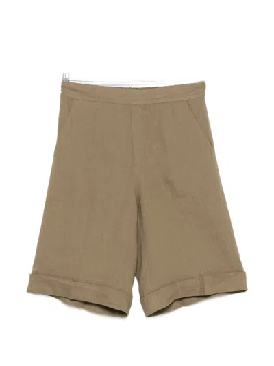 Xacus Turned-up-hem Shorts In Brown