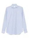 Xacus Twill Stripe Long Sleeve Shirt In Blue