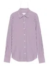 Xacus Vertical Striped Red And White Button-down Shirt In Purple
