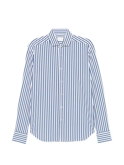 Xacus Vertical-stripe Long-sleeve Shirt In Blue