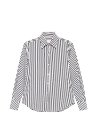 Xacus Vertical-stripe Long-sleeve Shirt In White