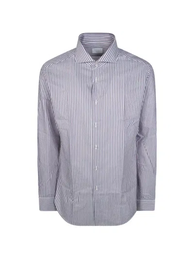 Xacus Vertical-stripe Shirt In Gray