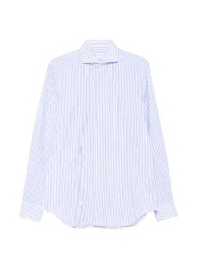 Xacus Vertical-stripe Spread-collar Shirt In Blue