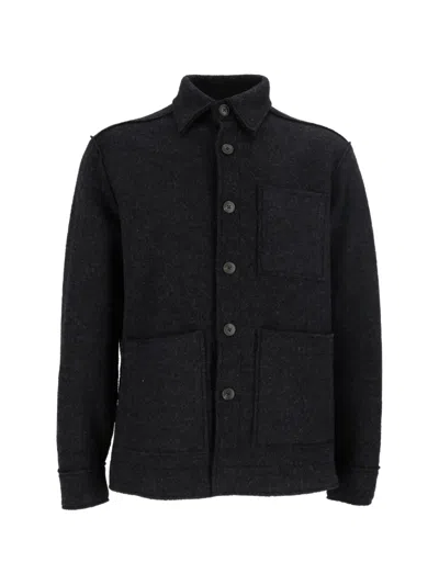 Xacus Virgin Wool Overshirt In Black