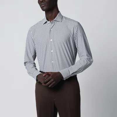 Xacus White Active Striped Tailor Fit Shirt