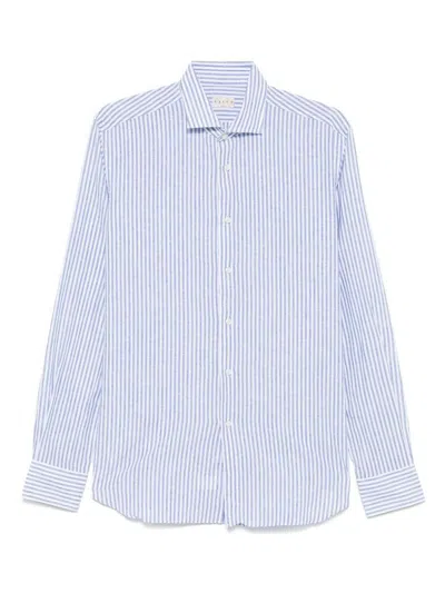 Xacus White And Blue Stripes Shirt In Bianco E Celeste