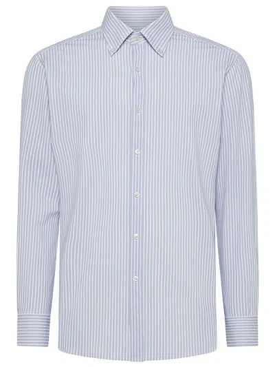Xacus White And Blue Stripes Shirt In Celeste E Bianco