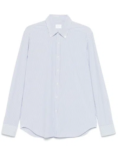 Xacus White And Light Blue Striped Stretch Shirt