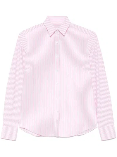 XACUS XACUS WHITE AND PINK VERTICAL STRIPES PATTERN SHIRT