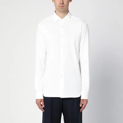 XACUS XACUS WHITE SLIM-FIT TWILL ACTIVE SHIRT