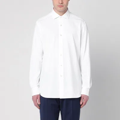 XACUS XACUS WHITE SLIM-FIT TWILL ACTIVE SHIRT