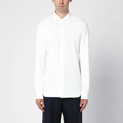 Xacus White Slim-fit Twill Active Shirt