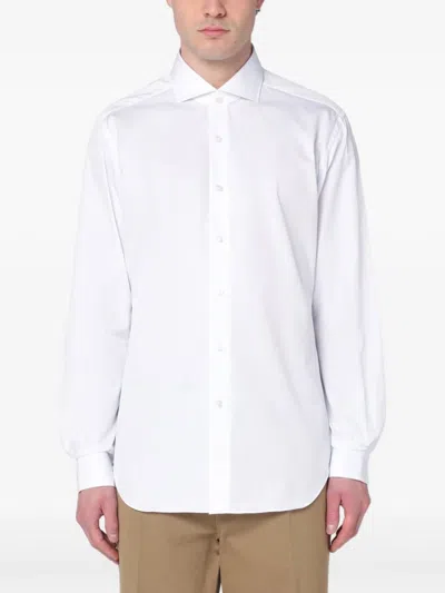 XACUS XACUS WHITE SPREAD COLLAR BUTTON SHIRT