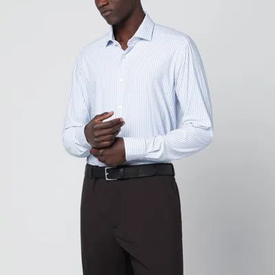 Xacus White Striped Active Shirt Tailor Fit In Blue