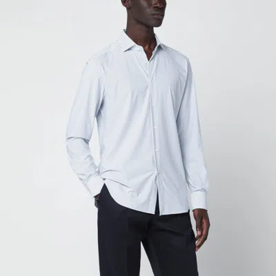 Xacus White Striped Tailor Fit Shirt In Blue