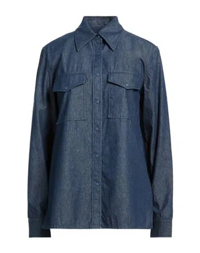 Xacus Woman Denim Shirt Blue Size 8 Cotton