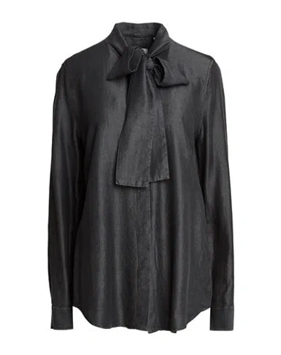 Xacus Woman Denim Shirt Charcoal Size 10 Lyocell In Black