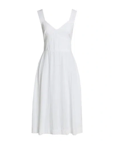 Xacus Woman Midi Dress White Size 4 Rayon, Linen