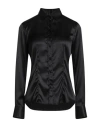 Xacus Woman Shirt Black Size 10 Silk, Elastane