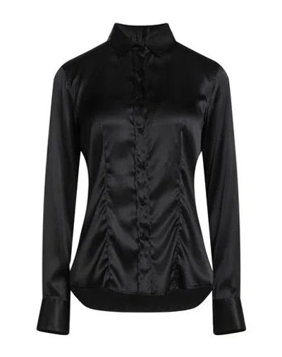 Xacus Woman Shirt Black Size 10 Silk, Elastane