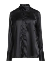 Xacus Woman Shirt Black Size 10 Silk, Elastane In Black