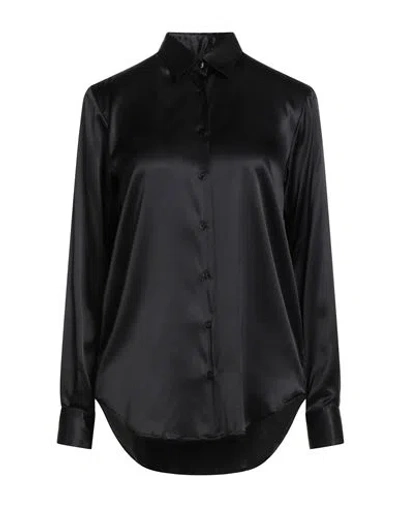 XACUS XACUS WOMAN SHIRT BLACK SIZE 12 SILK, ELASTANE