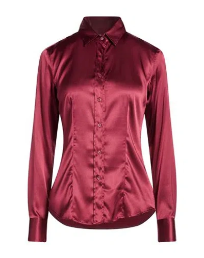 Xacus Woman Shirt Burgundy Size 6 Silk, Elastane In Red
