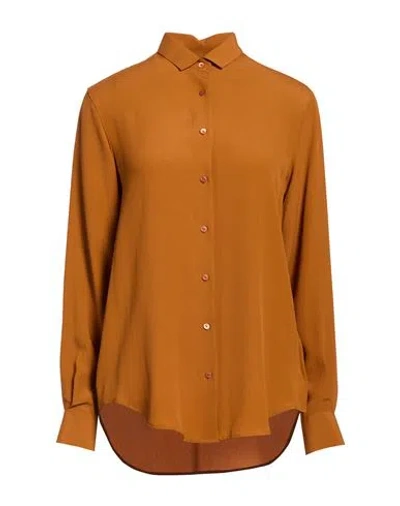 Xacus Woman Shirt Camel Size 6 Acetate, Silk In Brown