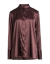 Xacus Woman Shirt Chocolate Brown Size 10 Silk, Elastane