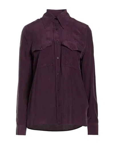 Xacus Woman Shirt Dark Purple Size 8 Silk In Burgundy
