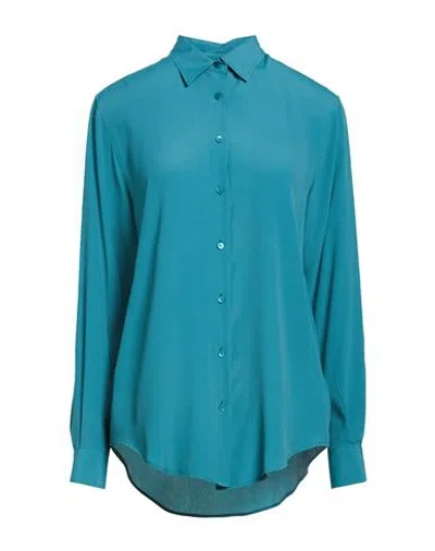 Xacus Woman Shirt Deep Teal Size 10 Acetate, Silk In Green