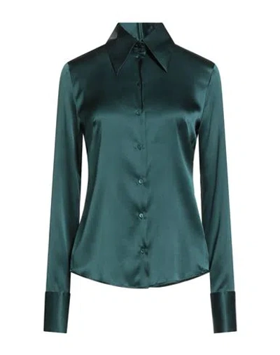 XACUS XACUS WOMAN SHIRT DEEP TEAL SIZE 12 SILK, ELASTANE