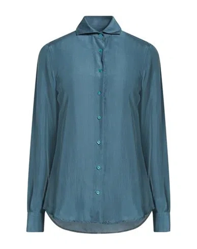 Xacus Woman Shirt Deep Teal Size 4 Silk In Green