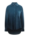 Xacus Woman Shirt Deep Teal Size 8 Cotton In Green