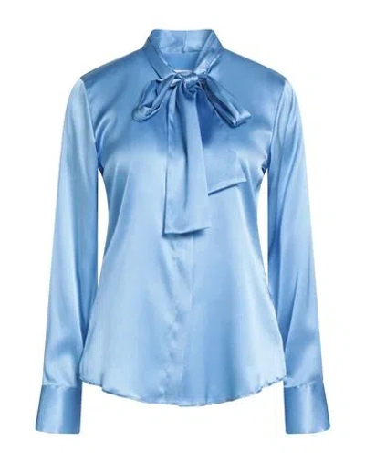 Xacus Woman Shirt Light Blue Size 10 Silk, Elastane