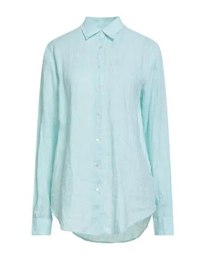 Xacus Woman Shirt Light Green Size 10 Linen In Blue